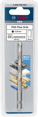 Broca piloto Bosch PRO de 6,35 mm HSS-G de 100 mm.